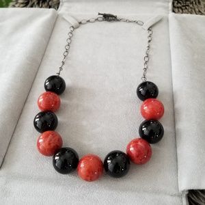 Handmade Red & Black Beaded Statement Necklace
